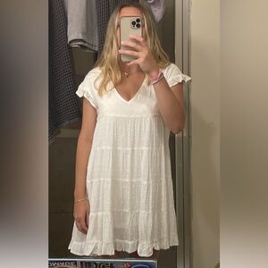 Cute white textured flowy sun dress - Urban Outfitters